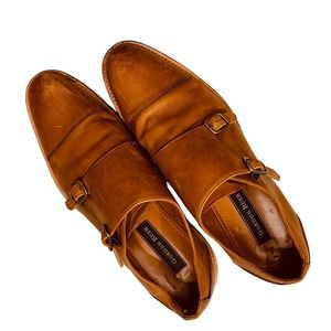 Gordon Rush Luxury Golden Brown Peyton Double Monk Strap Shoe slip on Men 9.5